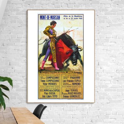 Affiche Corrida - Toros Mont de Marsan - Fêtes Madeleine - 1983