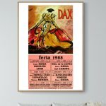 Affiche vintage de corrida à Dax, Feria 1988, avec torero et taureau en action.