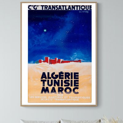 Affiche Algérie, Tunisie, Maroc par les services maritimes et touristiques