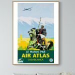 Affiche vintage représentant Biskra, Reine des Zibans, avec un décor désertique et un cavalier en te.