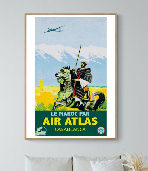 Affiche vintage représentant Biskra, Reine des Zibans, avec un décor désertique et un cavalier en te.