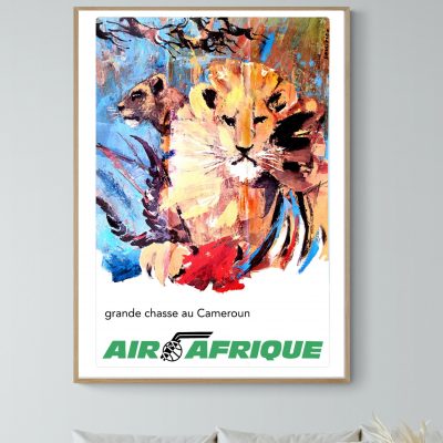 Affiche Air Afrique, grande chasse au Cameroun