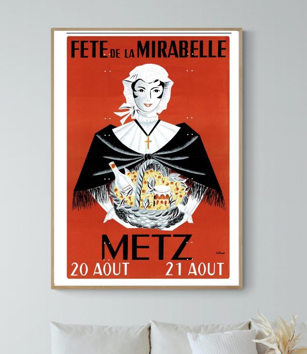 Affiche vintage pour la Fête de la Mirabelle à Metz, 20-21 août.