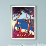 Affiche vintage du lac d'Annecy, idéale pour décoration murale, évoquant la beauté naturelle et la s.
