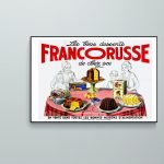 Affiche vintage de desserts français traditionnels, illustration colorée et nostalgique.