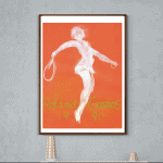 Affiche vintage de tennis à Echternach, Luxembourg, avec illustration de joueur en action.