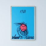Affiche vintage Roland Garros 1980 avec design coloré et graphique.