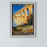 Affiche vintage du Pont du Gard, monument historique en Provence.