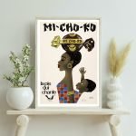 Affiche vintage Mi-Cho-Ko, art rétro africain, décoration murale.