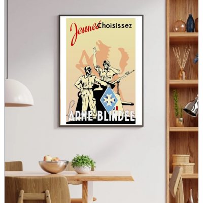 Affiche vintage de résistance armée, style rétro, décor mural.