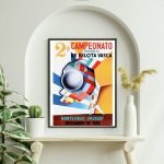 Affiche vintage de championnat de pelote Vasco, événement sportif de Montevideo, décembre 1955.