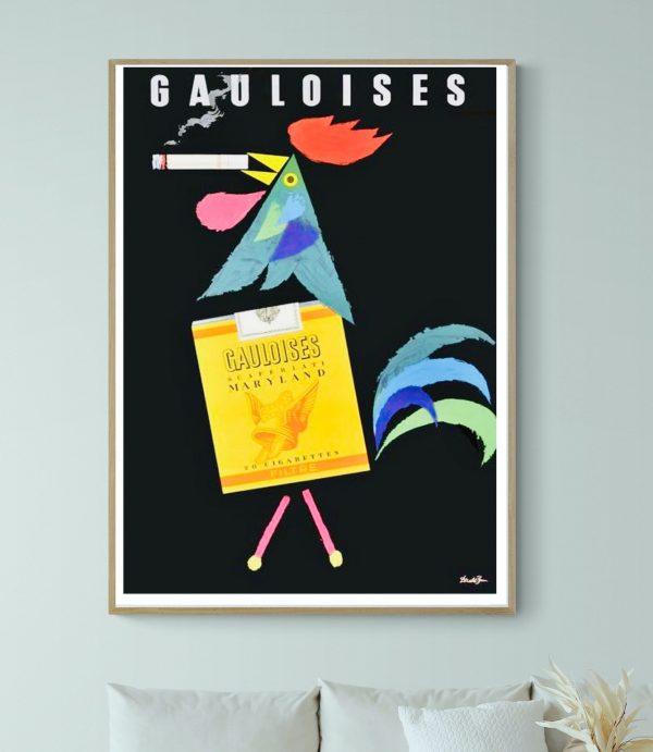 Affiche vintage Liberty avec cigare et couleurs vives, évoquant l'art rétro américain. Parfaite déco.