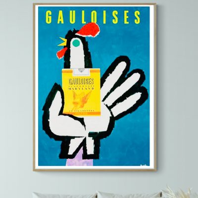 Affiche vintage Liberty Cigarettes avec design artistique coloré et style rétro.