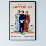 Affiche vintage de l'Armée de l'Air française avec pilotes et mécaniciens.