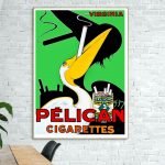 Panneau publicitaire vintage Cigarettes Pelican.