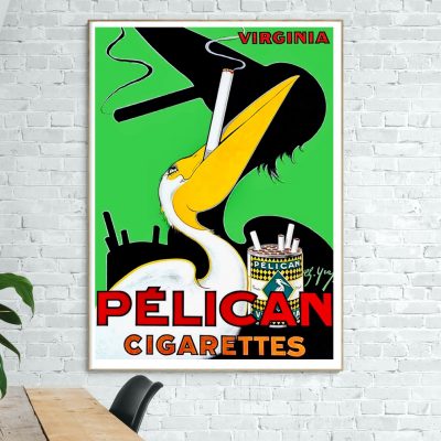 Panneau publicitaire vintage Cigarettes Pelican.