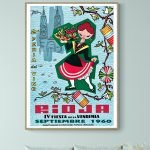 Affiche vintage célébrant la fête de la vendimia en septembre 1960, avec une illustration colorée d'.