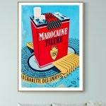 Panneau publicitaire vintage pour cigarettes Marocaine Filtre H54.
