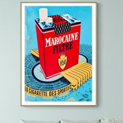 Panneau publicitaire vintage pour cigarettes Marocaine Filtre H54.