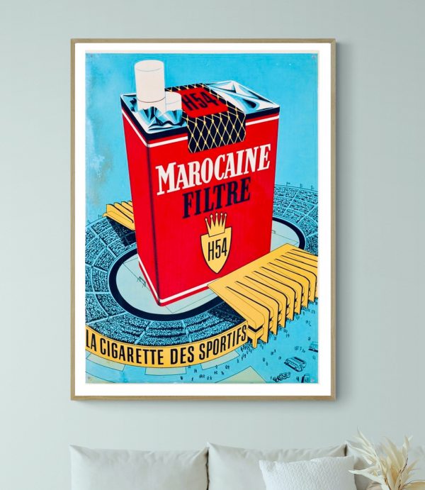 Panneau publicitaire vintage pour cigarettes Marocaine Filtre H54.