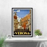 Balade à Verona, affiche rétro sur l'architecture historique italienne.