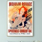 Affiche vintage du Moulin Rouge avec La Goulue, célèbre danseuse parisienne.