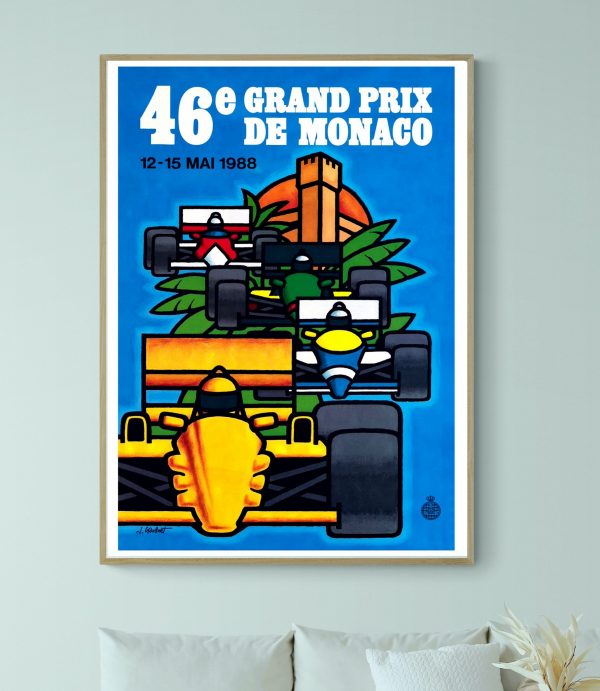 Affiche vintage du Grand Prix de Monaco 1993 avec logo Marlboro.