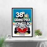 Affiche vintage du Grand Prix de Monaco 1993 avec logo Marlboro et voiture de course.