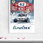 Affiche vintage du Grand Prix de Monaco 1993 avec logo Marlboro et voiture de rallye.