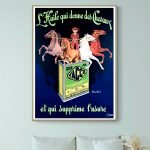 Huile Yacco pour chevaux, publicité vintage avec chevaux et jockey.