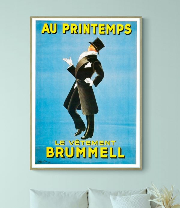 Affiche vintage "Au Printemps" avec un homme en costume élégant.