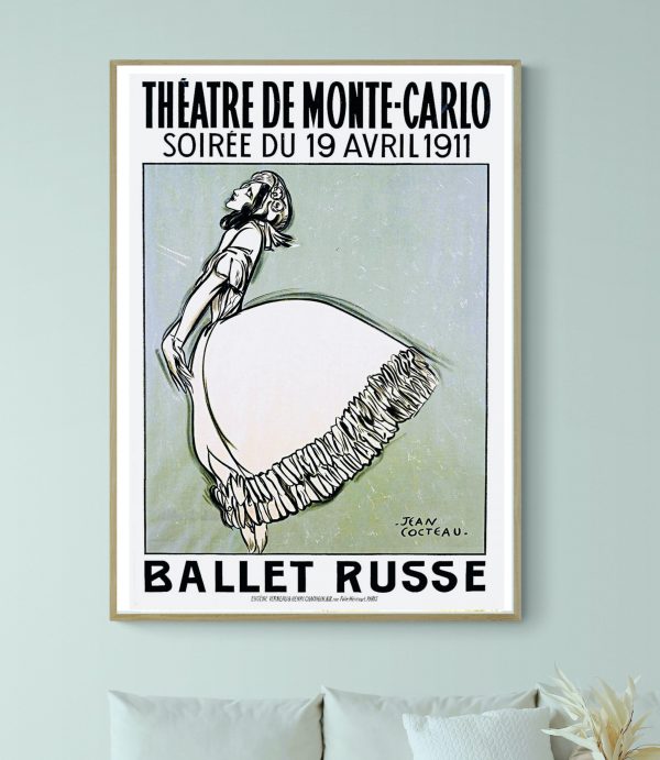 Affiche vintage Ballet Russe, Théâtre de Monte-Carlo, soirée du 19 avril 1911.