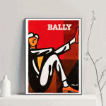 Affiche vintage Bally avec style moderne et couleurs vives, idéale pour décoration rétro ou collecti.