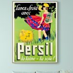 Affiche vintage Persil pour lavage à froid des textiles délicats.