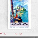 Affiche vintage du Mont Saint-Michel, célèbre site touristique français.