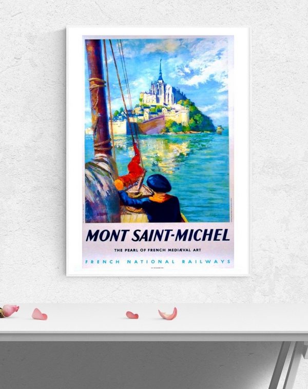 Affiche vintage du Mont Saint-Michel, célèbre site touristique français.