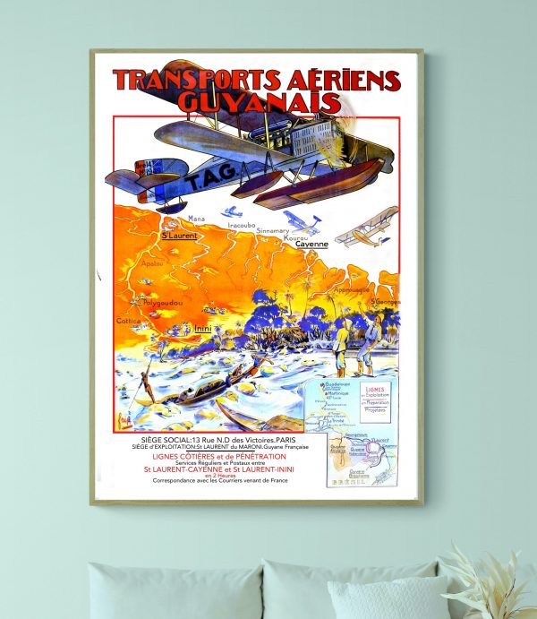 Affiche vintage représentant un trophée aérien en Auvergne, datant de 1966.
