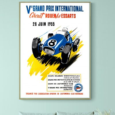 Affiche Circuit Rouen les Essarts 1955