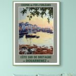 Affiche vintage de Brest, représentant la côte des Légendes avec vue sur le port et les bateaux.