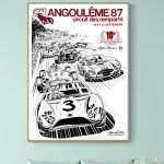 Affiche vintage de la course automobile Angoulême 87 Circuit des Remparts.
