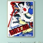 Affiche vintage Trophées d'Auvergne 1966, illustration artistique avec un personnage en mouvement, s.