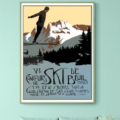 Affiche Concours de ski Beuil 1914