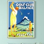 Affiche vintage du Golf Club Dalsace avec paysage montagneux.
