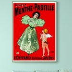 Affiche vintage Martini Vermouth avec femme et ange.