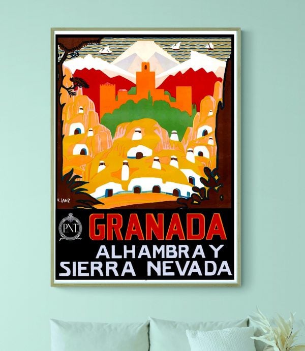 Affiche vintage de la Feria de Pamplona, San Fermin 1991, avec couleurs vives et design rétro.