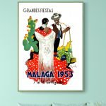Affiche vintage de la Feria de Pamplona 1991, illustrant la tradition des encierros et la culture es.