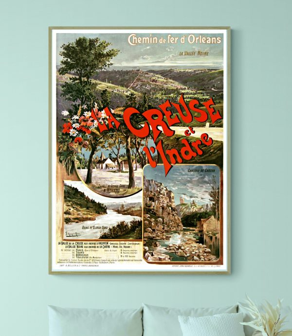 Affiche vintage Trophées d'Auvergne 1966, illustrant la région avec paysages et monuments historique.