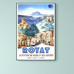 Affiche vintage de la station Royat, avec paysages de la Creuse et la Sedelle à Crozant.