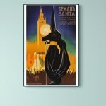 Affiche vintage de la Bretagne avec un décor festif et traditionnel.