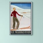 Affiche vintage de ski pour la station Le Markstein, Alsace, 1966.